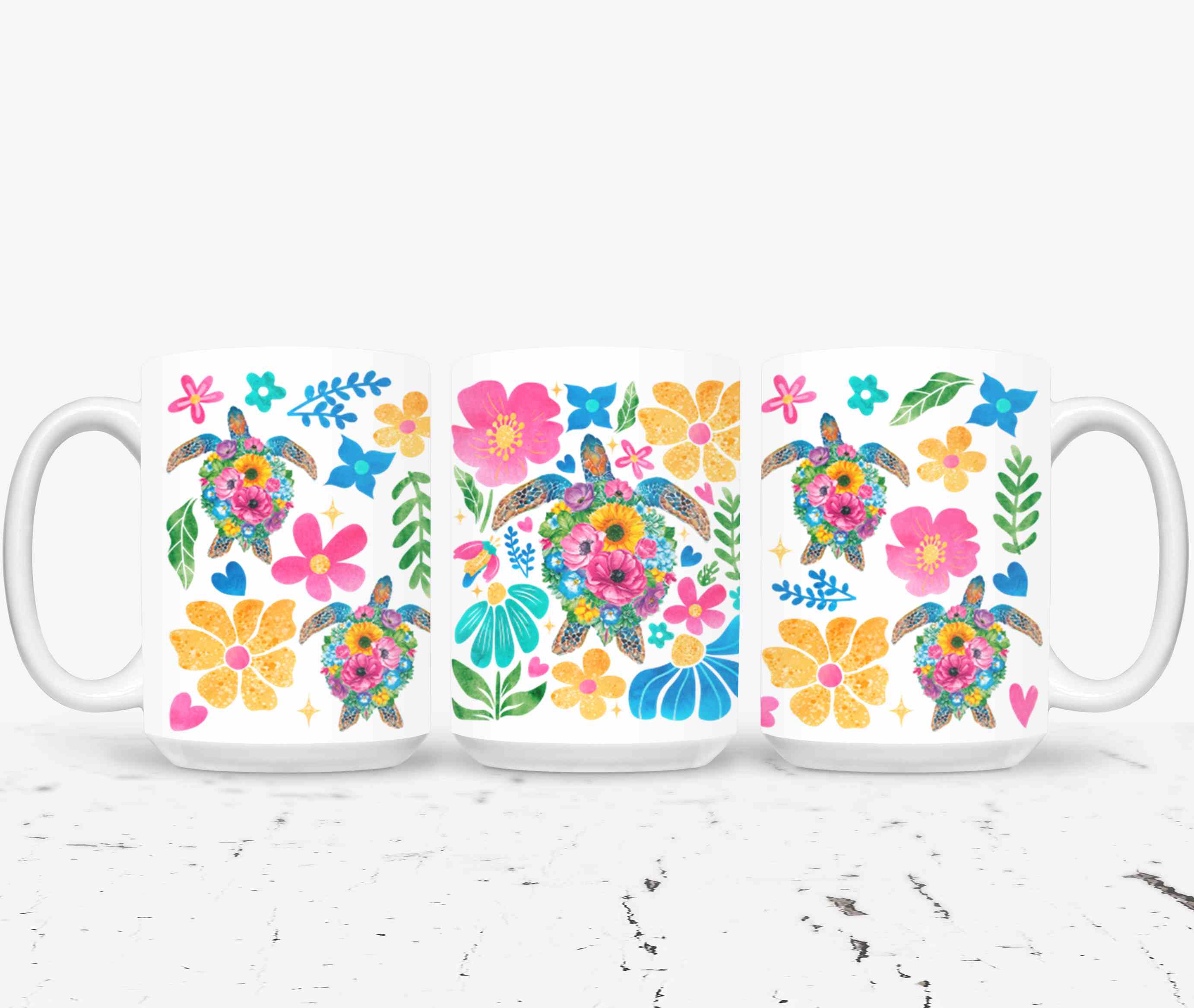 Boho Floral Sea Turtle-10660